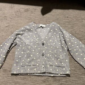 Madewell Gray Polka Dot Cardigan